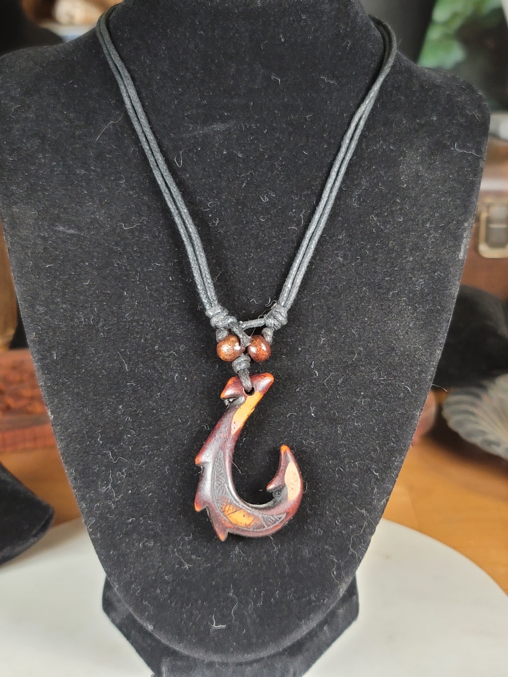 paparazzi Brown and Orange Fish Hook Pendant Necklace